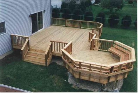 Octagon Deck Ideas Multi Level Deck With Starburst Rails And Angle