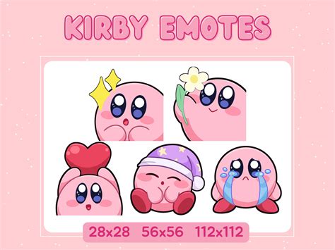 Cute Pack Of 5 Kirby Emotes Emotes For Twitch Youtube Etsy Canada