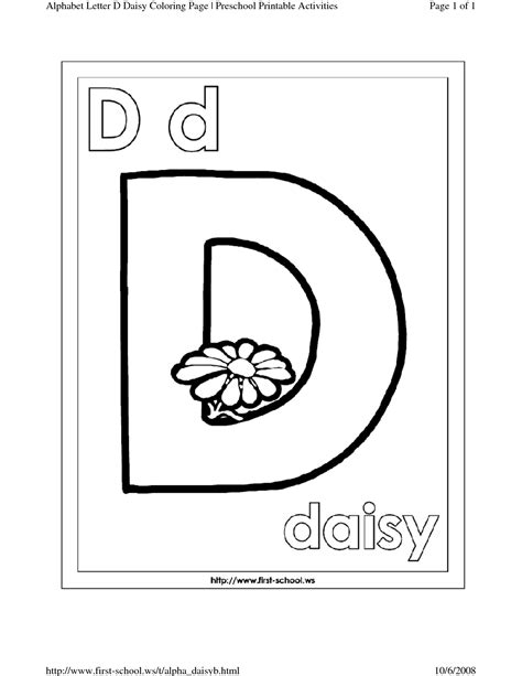 Letter D Coloring Pages Preschool And Kindergarten Alphabet For