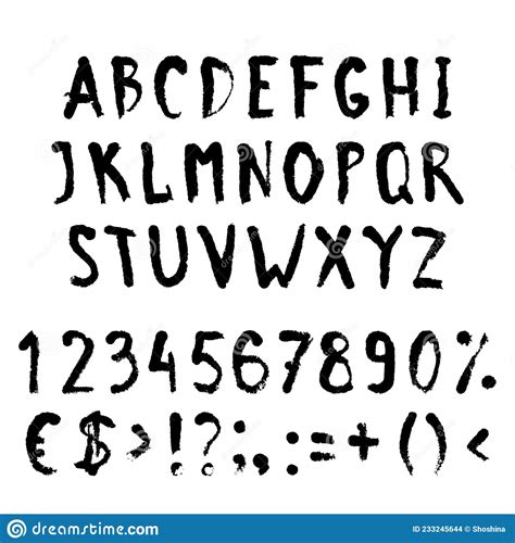 Grunge Black Hand Drawn Alphabet Stock Vector Illustration Of Brush