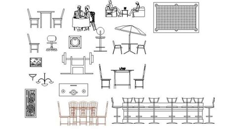 Multiple Hotel Garden Area Furniture Blocks Cad Drawing Details Dwg