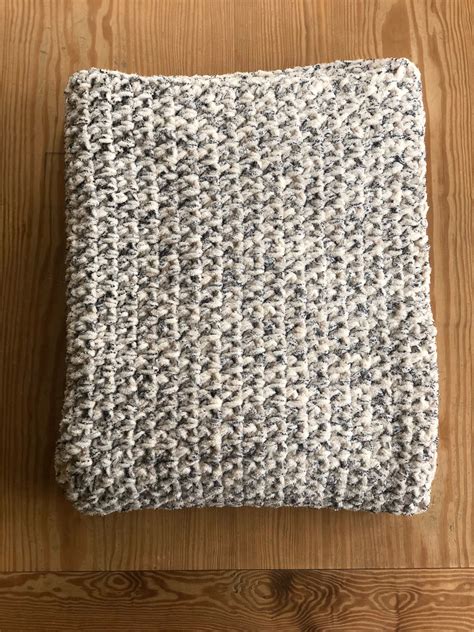 Chunky Cozy Throw Blanket Afghan Bernat Yarn Tweed Handmade Etsy