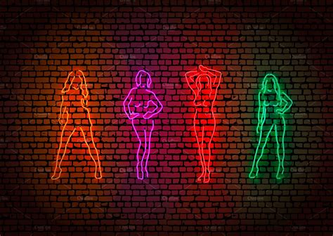 Neon Pipes In Strip Girls Shape Photoshop Graphics ~ Creative Market