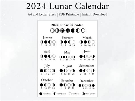 Free Printable Moon Phase Calendar 2024 Printable Calendar 2024