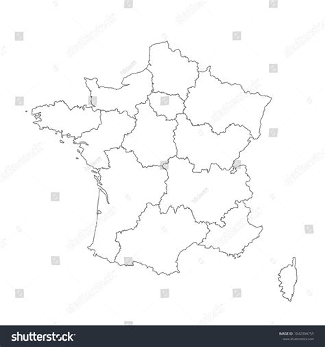France Map Regions Vector Line Illustration เวกเตอร์สต็อก ปลอดค่า