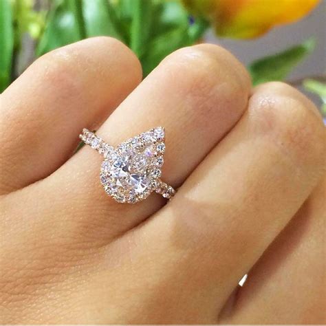 Unique 2 Carat Pear Shaped Diamond Engagement Rings Blue Princess Cut