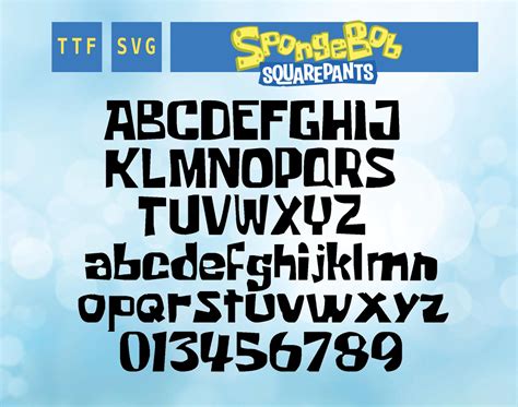 Spongebob Font Svg Cricut Clipart File Digital Alphabet Font Etsy
