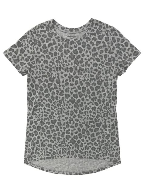 Womens Gray Leopard Print T Shirt Cheetah Tee Shirt Small