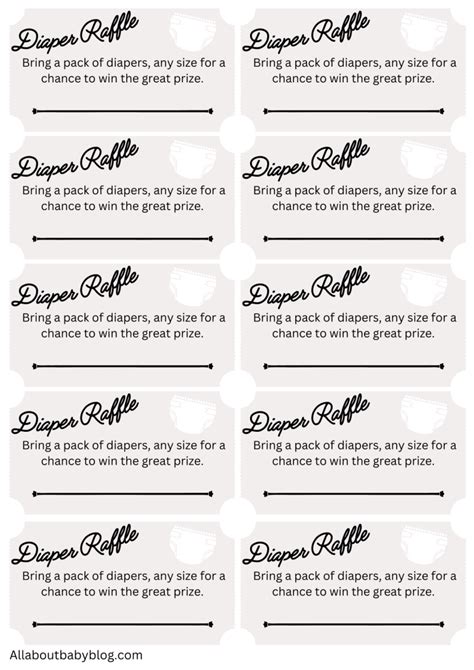 10 Free Printable Diaper Raffle Tickets For Your Perfect Baby Shower