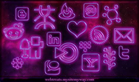 Glowing Purple Neon Icons By Webtreatsetc On Deviantart Social Media