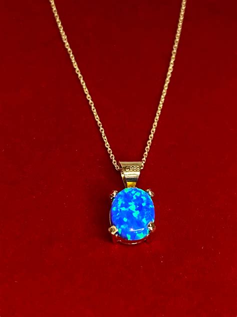 14 k Solid Opal Gold Halskette weiße Opal Halskette blau Etsy