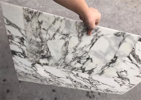 White With Black Veins Ultra Thin Stone Marble Tile For Decoration