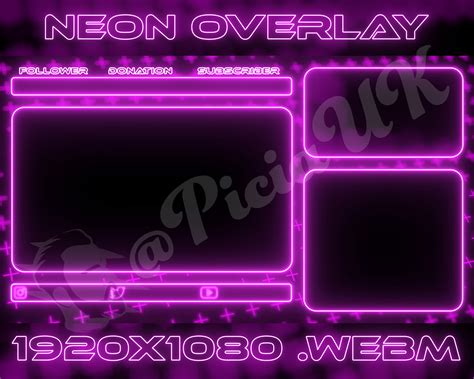 Neon Stream Overlay Pink Overlay Overlay Twitch Stream Etsy México
