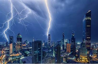 Landscape Lightning Kuwait Night Building Storm Skyscraper