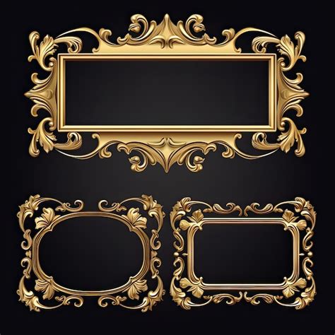 Premium Photo Set Of Golden Frames For Paintings Mirrors Or Photo