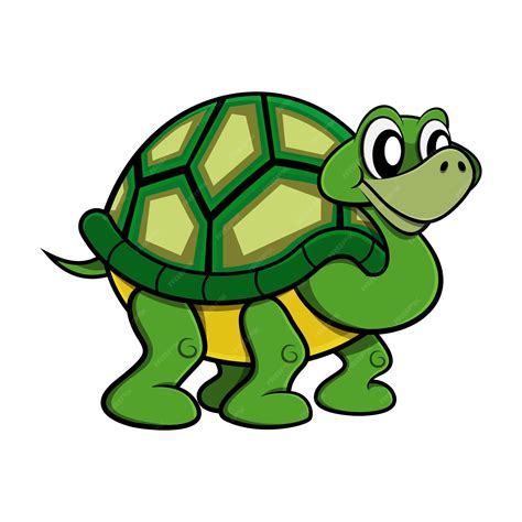 Premium Vector Adorable Big And Fat Tortoise Walking Slow Cartoon Vector