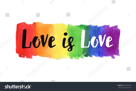 love is love hand lettering written on a watercolor rainbow spectrum pride flag isolated on
