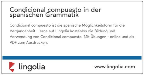 Condicional Compuesto In Der Spanischen Grammatik