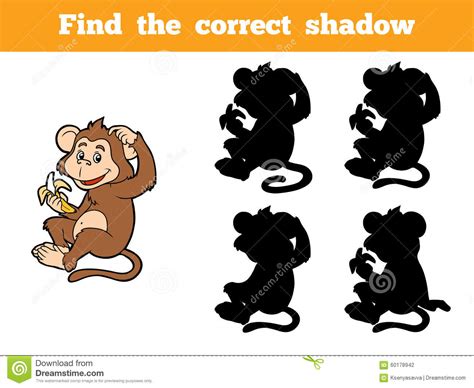 Game for Children: Find the Correct Shadow (little Monkey) Stock Vector ...