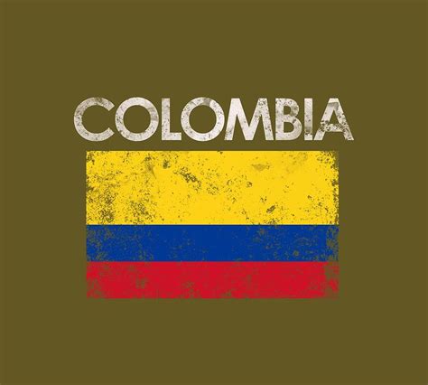 Vintage Colombia Colombian Flag Pride Tee Digital Art By Awesome Tees