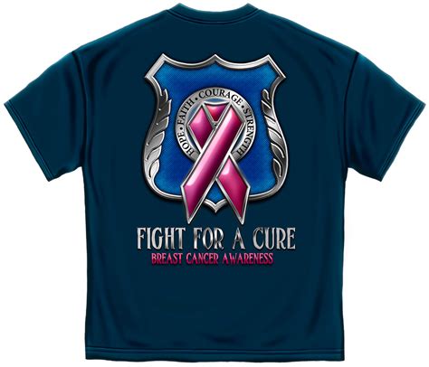 Law Enforcement Police Breast Cancer Awareness Fight For A Cure Blue Short Sleeve T Shirt