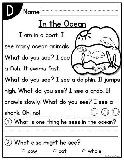 Level D Reading Comprehension Passages And Questions Set Two A