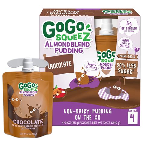 4 Pack Gogo Squeez Almond Blend Pudding Non Dairy Chocolate Snack