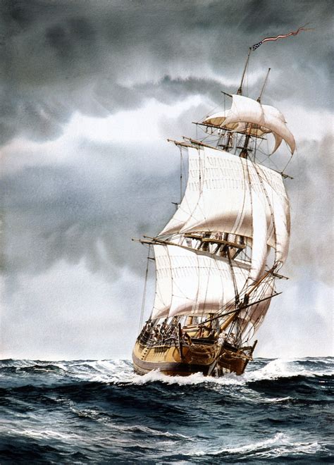 Columbia Watercolor In Sailing Ship Paintings