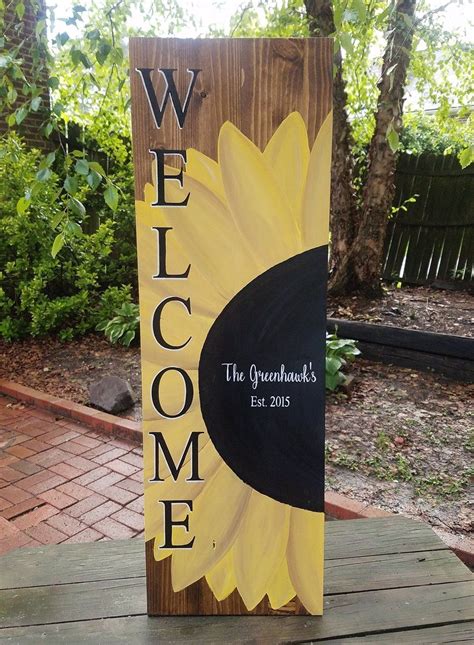 Custom Flower Welcome Sign Choose Sunflower Or Daisy Love Crafted