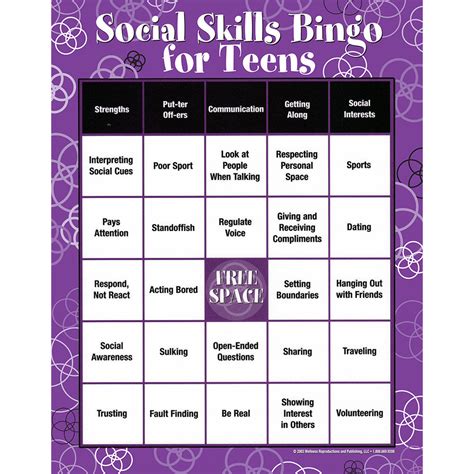 Social Skills Bingo Game For Teens Childsworkchildsplay