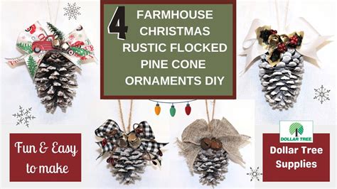 4 Christmas Pine Cone Ornaments Decor Diy Dollar Tree Red Truck