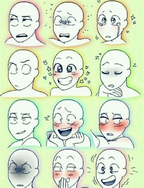 The Stages Of Facial Expression In An Anime Characters Face With