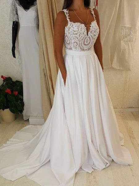 Get deals with coupon and discount code! Two Straps Sweetheart Lace A-line Cheap Wedding Dresses ...