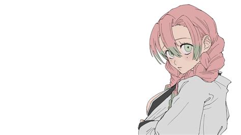 Demon Slayer Mitsuri Kanroji With Pink Hair With White Background Hd