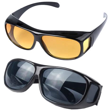 Pack Hd Night Day Vision Driving Wrap Around Anti Glare Sunglasses