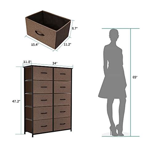 Yitahome 10 Drawers Dresser Fabric Storage Tower Organizer Unit For