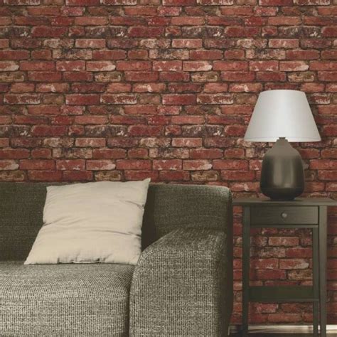 Rustic Brick Effect Wallpaper 10m Red Fine Decor Fd31285 Ebay