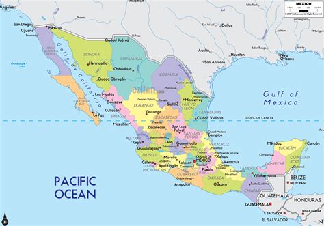 Mapa De México Con Nombres Y Capitales Para Descargar Gratis