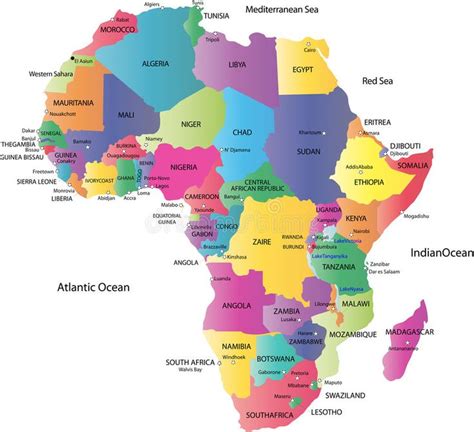 Map Of Africa A Map Of The African Continent With Each Country On The