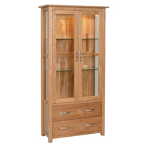 Thame Oak Glass Display Cabinet Pine And Oak