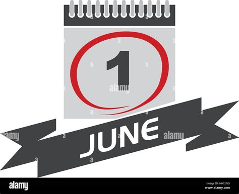 1 June Calendar With Ribbon Stock Vector Image And Art Alamy