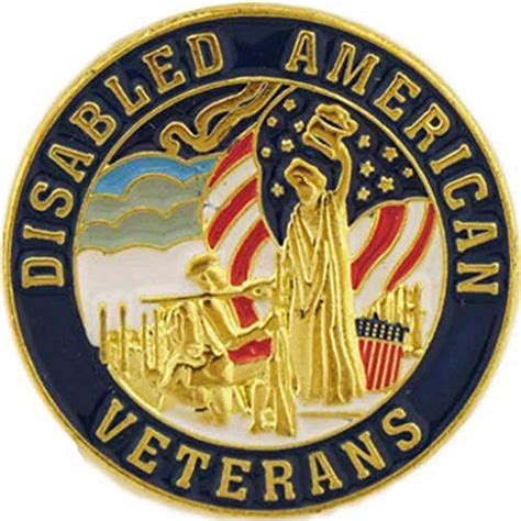 Disabled American Veterans Pin Round Lapel Pin Military Patriotic