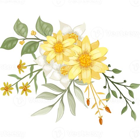 Free Yellow Flower Arrangement With Watercolor Style 15737667 Png With