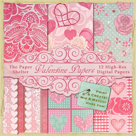 Valentine Papers 300 Digital Stamp Scrapboking Crafts Doodles