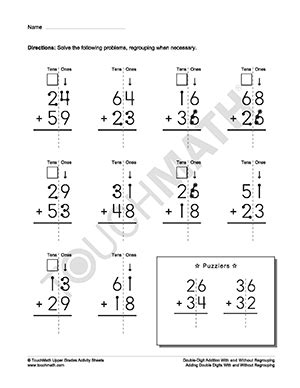 We also have a video that teaches about double digit addition with regrouping that is not based on a worksheet. 15 Best Images of Touch Money Worksheets - TouchMath ...