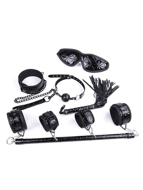 Sexspielzeug Set Handschellen Augenklappe Choker Peitschen Ball Gag Kit Fesseln Werkzeuge Adult