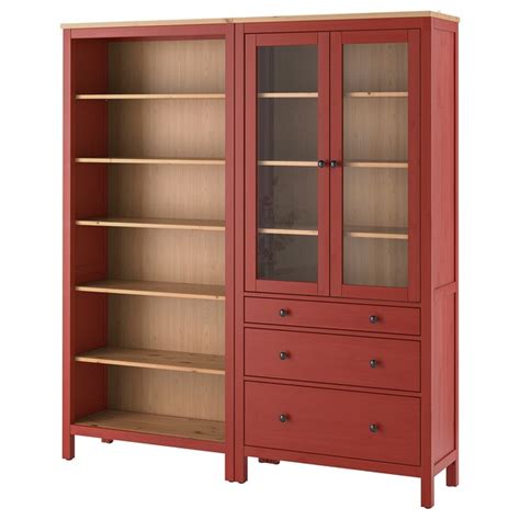 Hemnes Combi Rangement Portestiroirs Teinté Rougeteinté Brun Clair