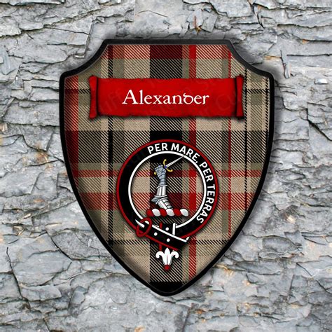 Alexander Shield Plaque With Scottish Clan Coat Of Arms Badge Etsy