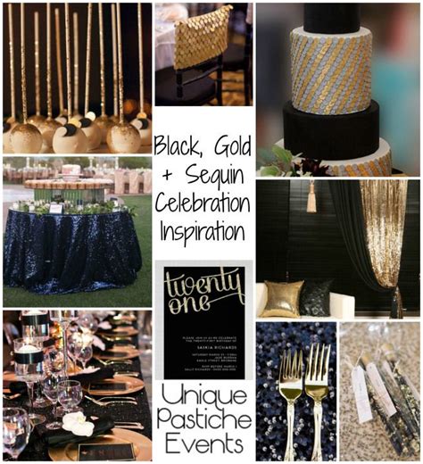 Black Gold Sequin Celebration Inspiration Unique Pastiche Events