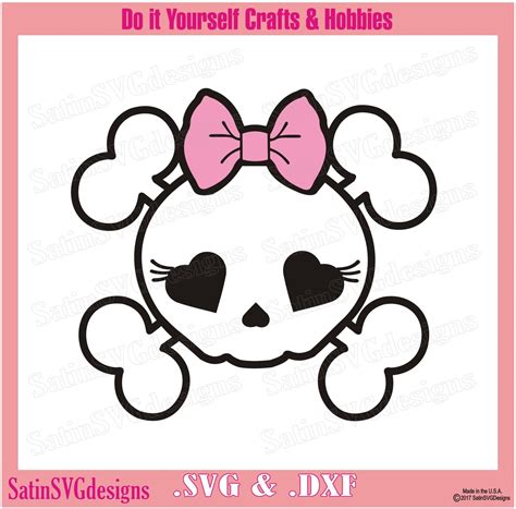 Girly Skull And Bones Design Svg Files Cricut Silhouette Studio